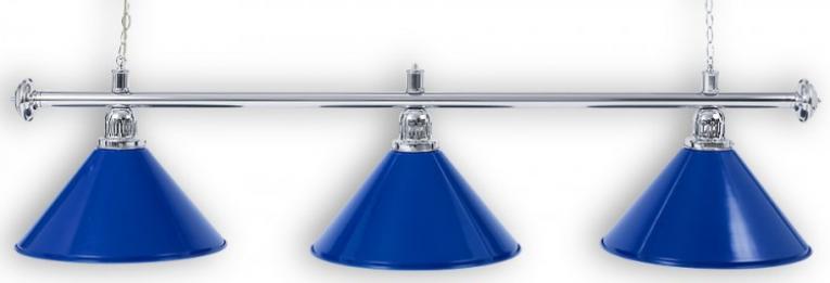 Бильярдный светильник для стола 8 футов "Silver Blue" 3 плафона